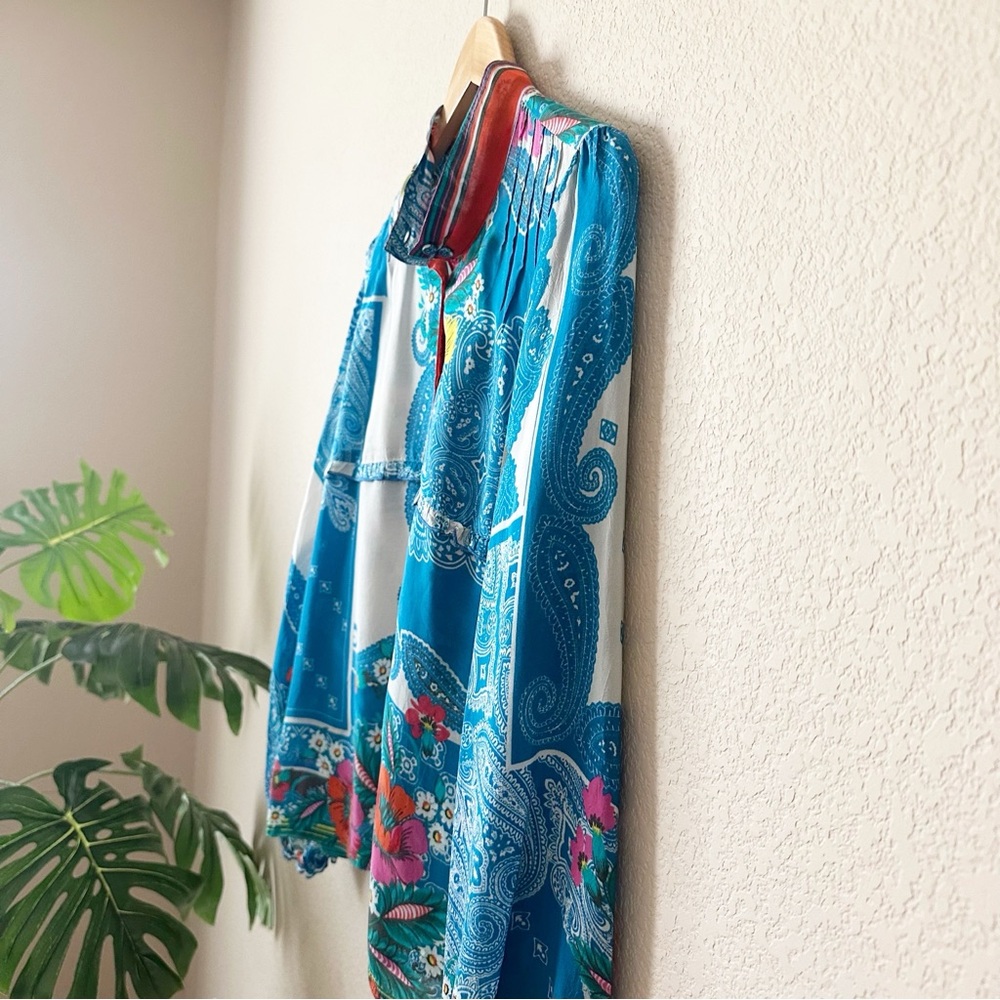 Johnny Was Blue And Red Patchwork Blouse - image 4